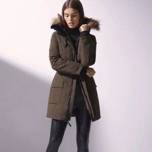TNA Aritzia Bancroft Warmest Down Parka Khaki Green XS